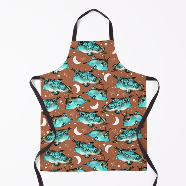 Item preview, Boxfish, Turquoise on brown background designed and sold by Alex Blud.
