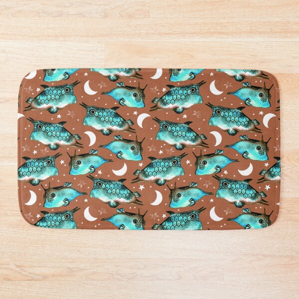 Item preview, Boxfish, Turquoise on brown background designed and sold by Alex  Blud.