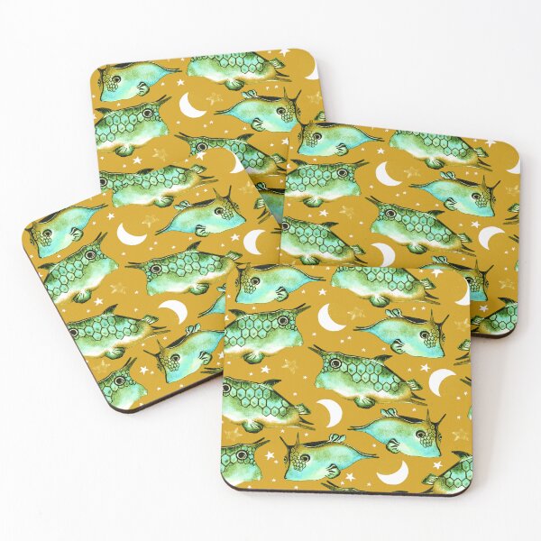 Item preview, Boxfish, Green on a yellow background designed and sold by Alex  Blud.