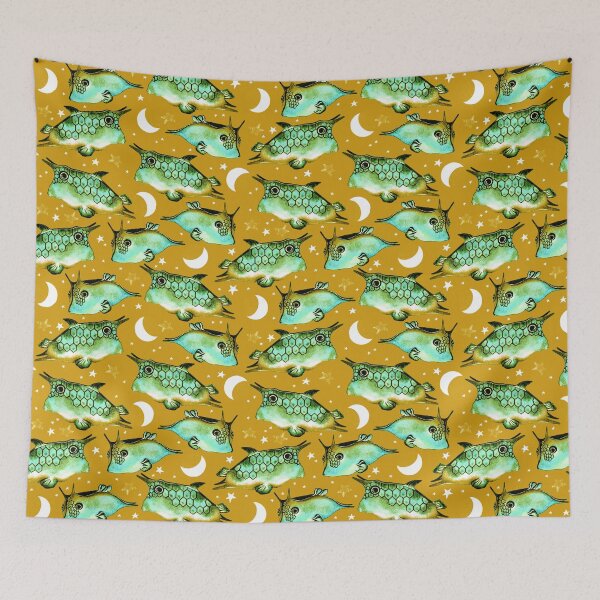 Item preview, Boxfish, Green on a yellow background designed and sold by Alex  Blud.