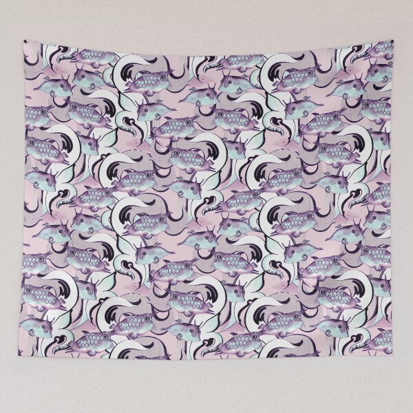 Item preview, Boxfish, Violet-turquoise on a pink background designed and sold by Alex  Blud.