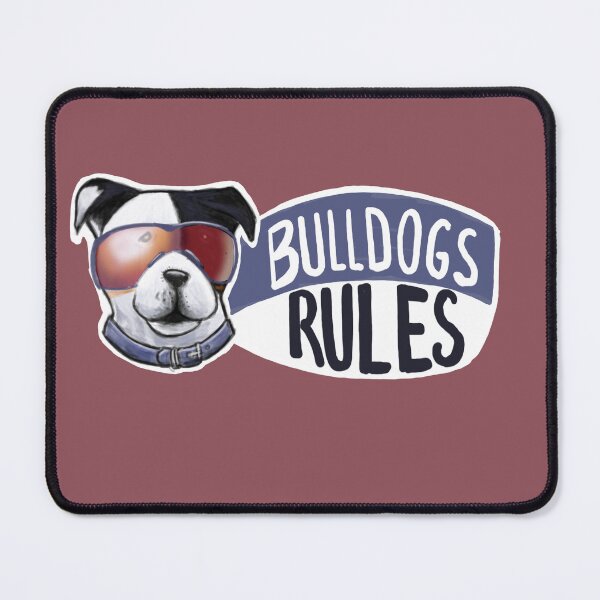 Aperçu de l'œuvre Règles du bouledogue - Tête de bouledogue du Stratfordshire Sticker créée et vendue par CreateForDogs.