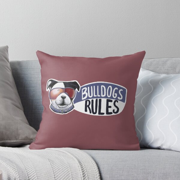 Aperçu de l'œuvre Règles du bouledogue - Tête de bouledogue du Stratfordshire Sticker créée et vendue par CreateForDogs.