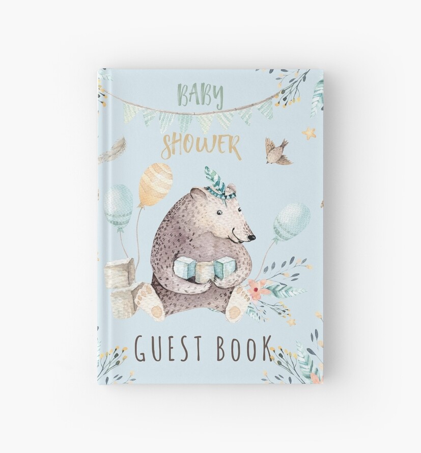 Baby Shower Guest Book Pale Blue Hardcover Journals By Broadmeadow