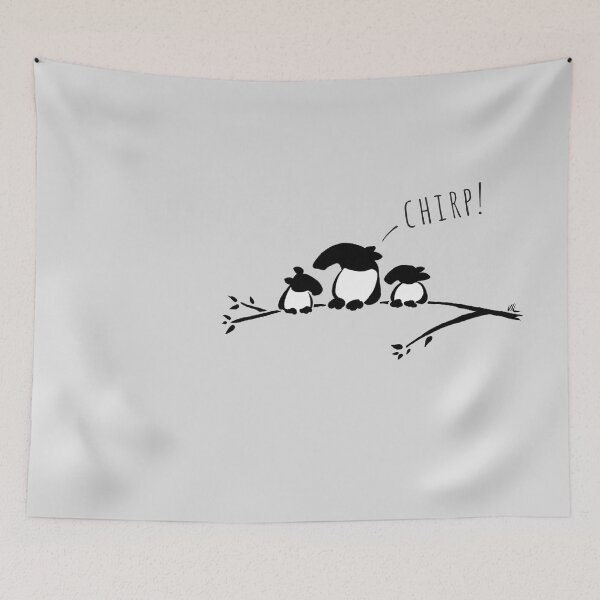 Item preview, Three little tapir birds on a branch "Chirp!" designed and sold by Skizzenmonster.