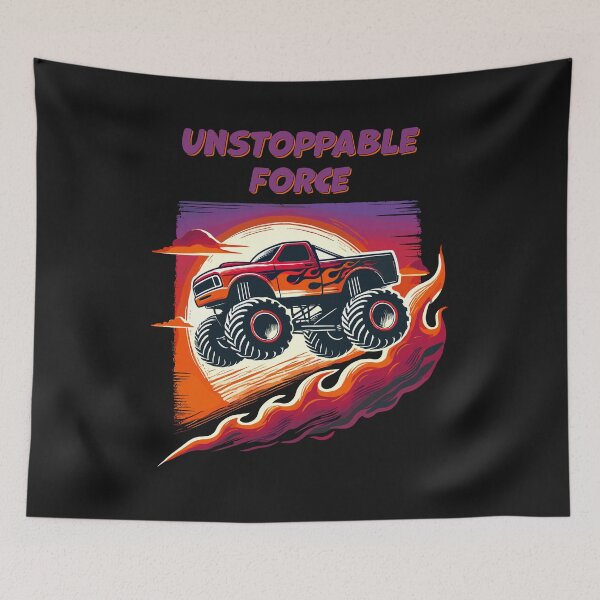 Item preview, Unstoppable Monster Truck in Fiery Sunset designed and sold by SerhiiArt.