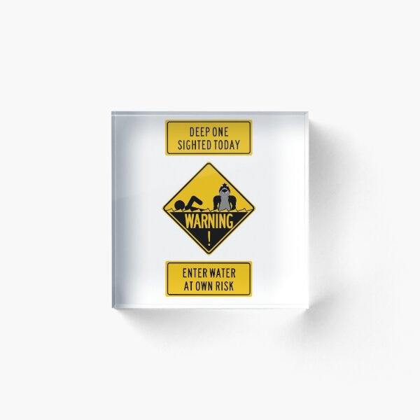 Deep One Beach Sign - Innsmouth Beach sign Acrylic Block