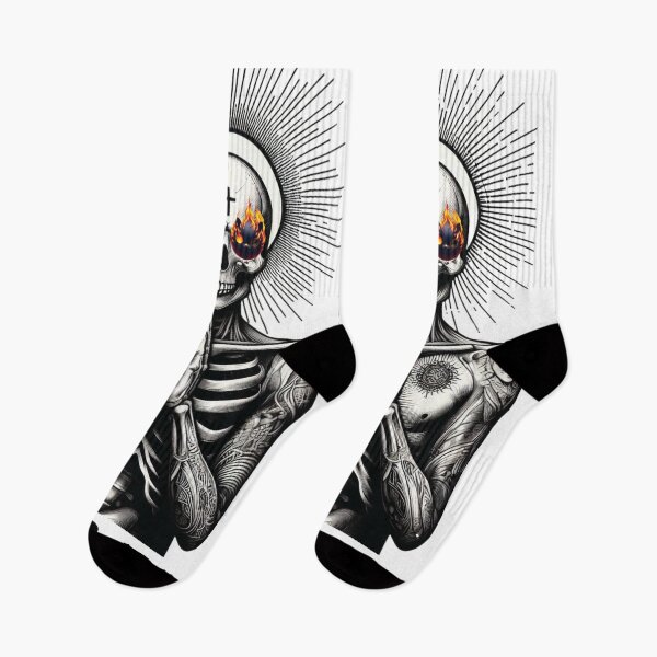 Item preview, God Bless You - Flaming Eyes Skeletons with Tattoos - Dad joke designed and sold by YOBOHO11.