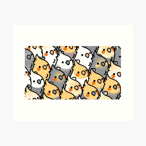 Chubby Cockatiel Party Art Print