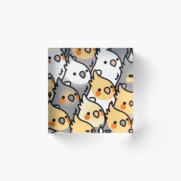 Chubby Cockatiel Party Acrylic Block