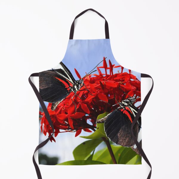 Item preview, Zebra longwing butterflies Heliconius charitonius pollinating red flowers designed and sold by Peter Etchells.