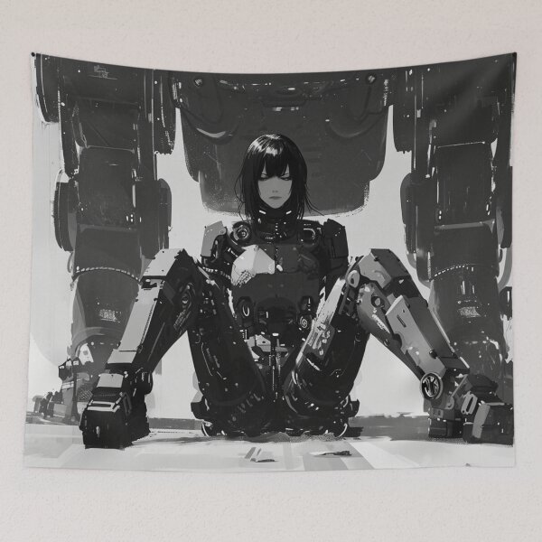 Item preview, Cyberpunk Girl Sitting By Her Mech  designed and sold by Nightarcade.