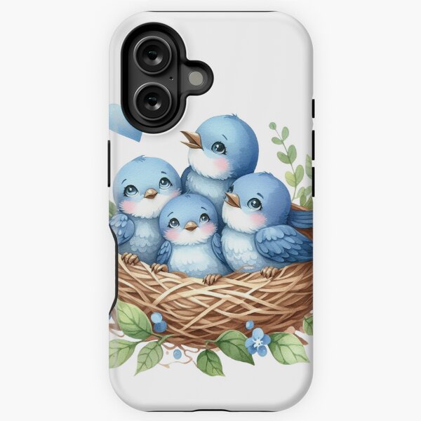 Aperçu de l'œuvre Jolie famille d'oiseaux bleus aquarelles ! créée et vendue par fribabywonder.