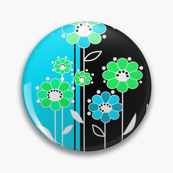 Item preview, I love summer and flowers, Pattern with blue, green and green-blue flowers in black background designed and sold by fuzzyfox.