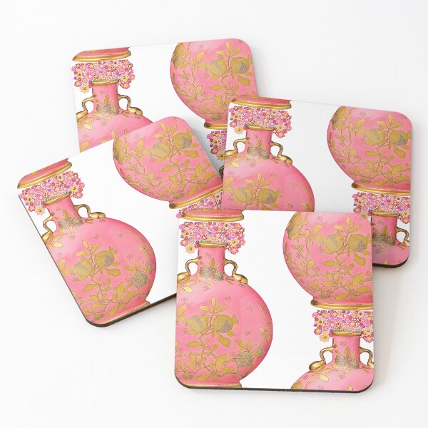 Item preview, Moon flask with gilt floral decoration on pink ground (Minton 1875). designed and sold by bekki smith.