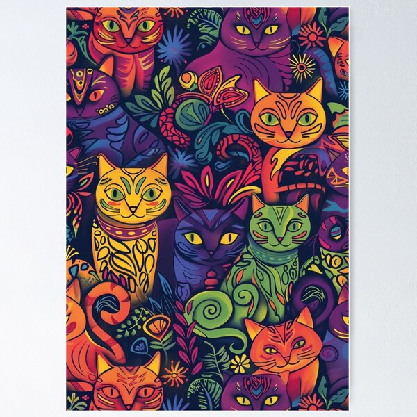 Item preview, Colorful Cats Pattern designed and sold by Linda Roisum.