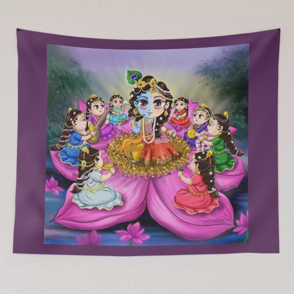 Item preview, radha krishna and eight friends designed and sold by ritusdesigns.