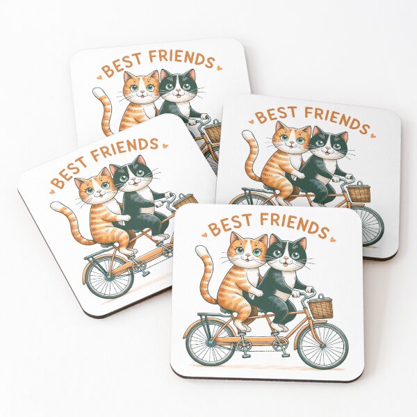 Item preview, Best friends. Cute tabby cats on a bicycle designed and sold by CameliaWave.