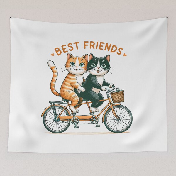 Item preview, Best friends. Cute tabby cats on a bicycle designed and sold by CameliaWave.