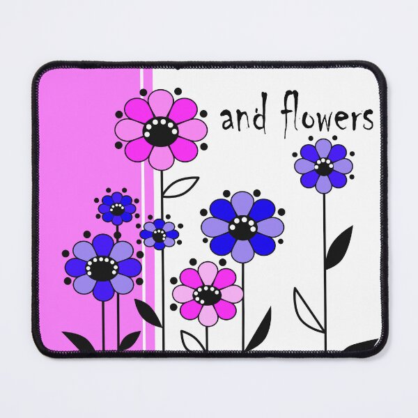 Item preview, Pattern with blue, pink and violet color flowers on a white background designed and sold by fuzzyfox.