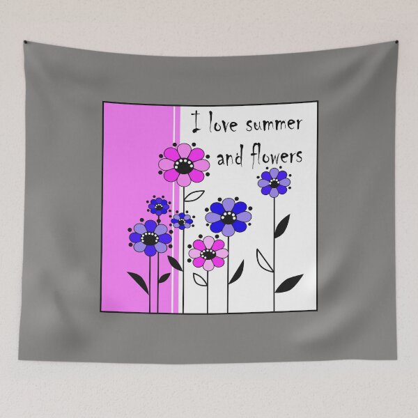 Item preview, Pattern with blue, pink and violet color flowers on a white background designed and sold by fuzzyfox.