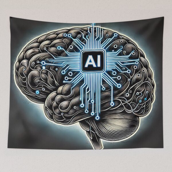 Item preview, AI Brain Circuitry Art - Futuristic Neural Network Design designed and sold by WhiteDoveArt.