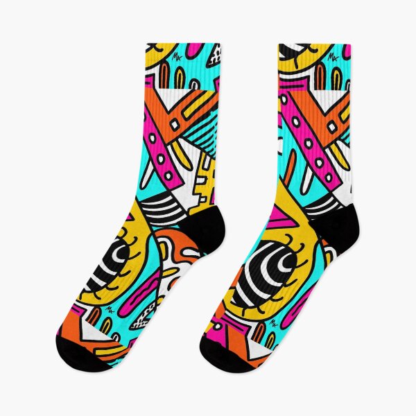 Item preview, Geometric Abstract Popart pink yellow light blue black white colorful designed and sold by Michalaart.