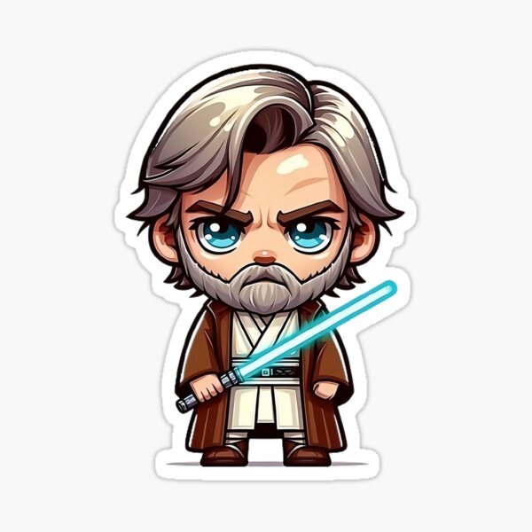 Vista previa del artículo con la obra «Chibi Obiwan», diseñado y vendido por StickersNPeels.