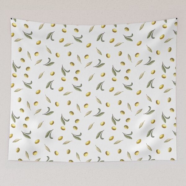 Item preview, Copy of Olive tree branch with green leaves, fruits berries. Watercolor seamless pattern.  designed and sold by BartolArt.