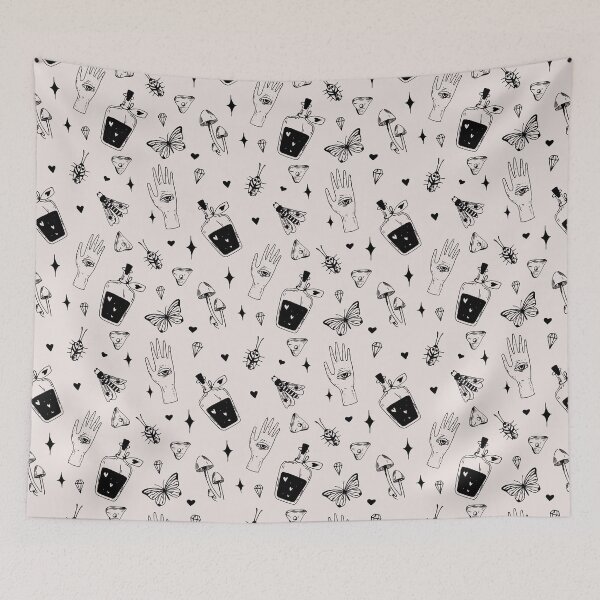 Item preview, Witchcraft magic doodles pattern designed and sold by MonochromeEcho.