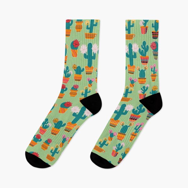 Item preview, Desert Vibes Only - Blooming Cacti  Pattern on the Light Green Background  designed and sold by IraNiva.