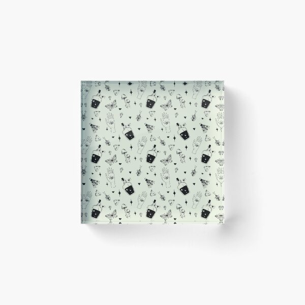 Item preview, Witchcraft magic doodles pattern green designed and sold by MonochromeEcho.