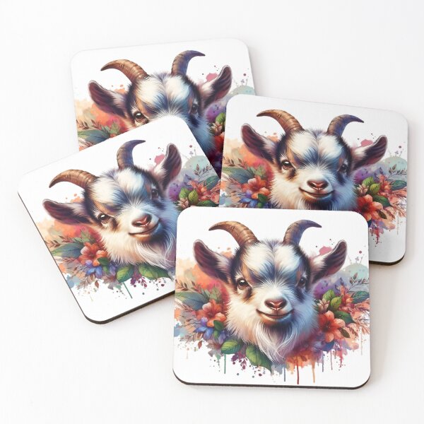 Item preview, A beautiful pygmy goat with various colorful leaves and flowers designed and sold by Marcoshop10.