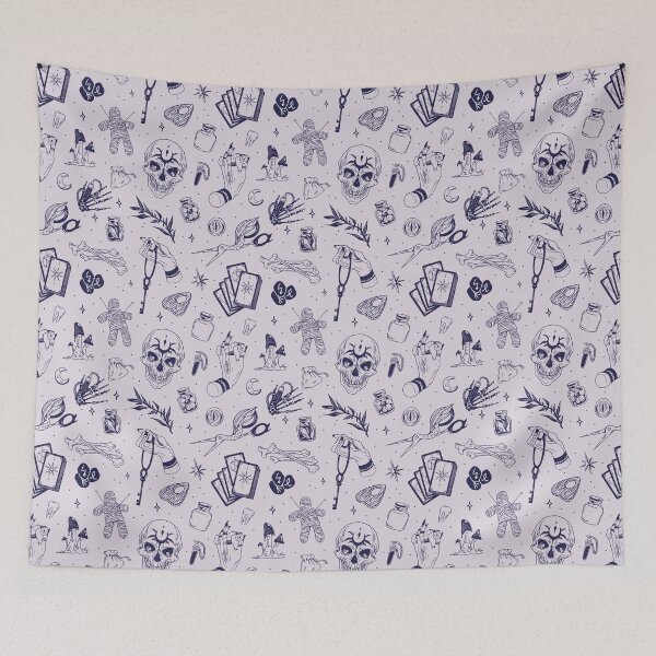 Item preview, Witchcraft occult doodles pattern  designed and sold by MonochromeEcho.