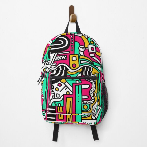 Item preview, Geometric Popart green pink yellow black white colorful designed and sold by Michalaart.