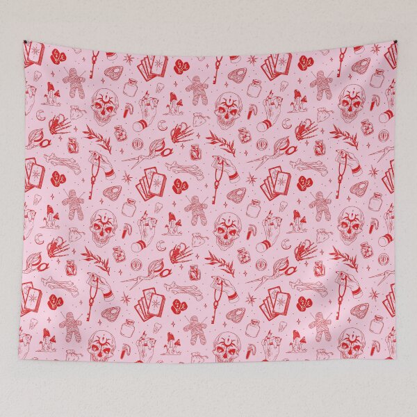 Item preview, Witchcraft occult doodles pattern pink designed and sold by MonochromeEcho.
