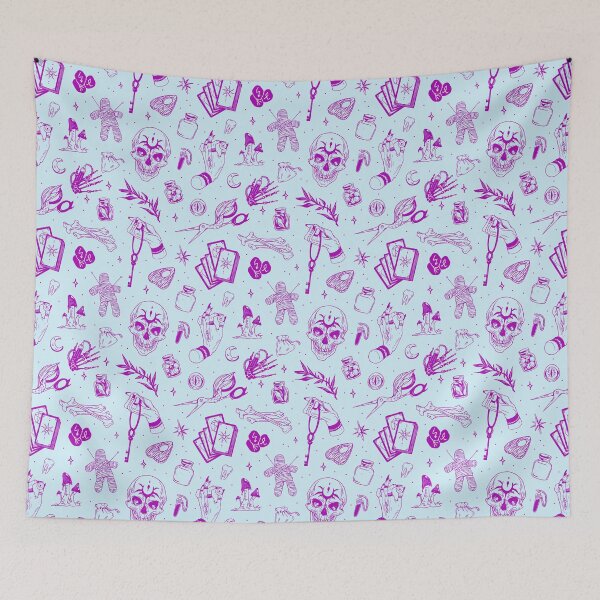 Item preview, Copy of Witchcraft occult doodles patternblue designed and sold by MonochromeEcho.