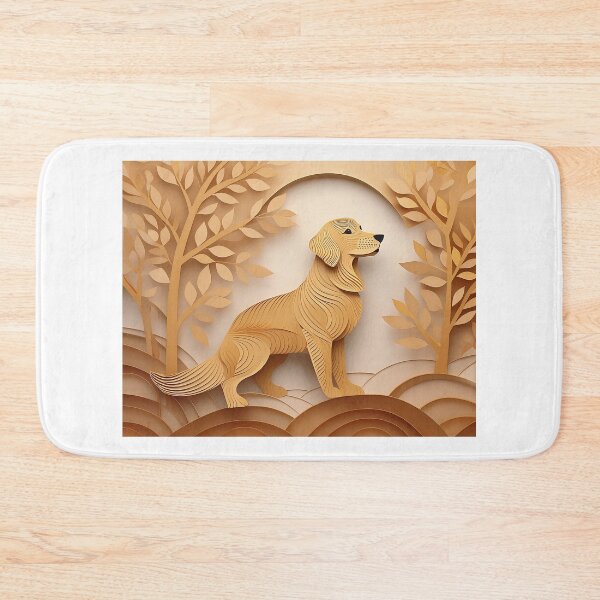 Item preview, wooden carving layered paper craft work of standing golden retriever dog art  designed and sold by planetgolden.