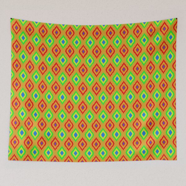 Item preview, ikat petten Thai pattern red green yellow designed and sold by nanalala5530.