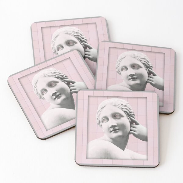Item preview, Greek feminine statue cute pink checkered print designed and sold by HandmadeMood.