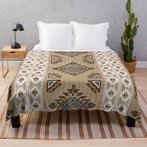 Item preview, Traditional Navajo Geometric Rug with Brown and Beige Patterns designed and sold by Opart Srinok.