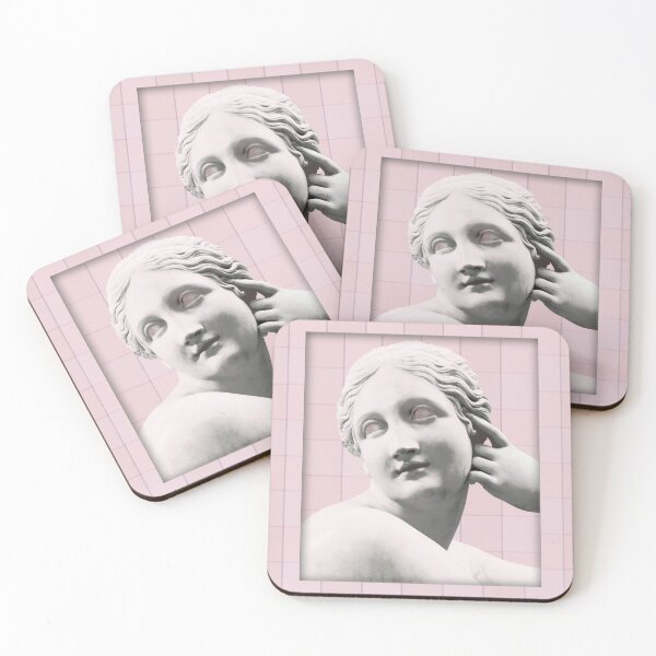 Item preview, Greek feminine statue cute pink checkered print designed and sold by HandmadeMood.