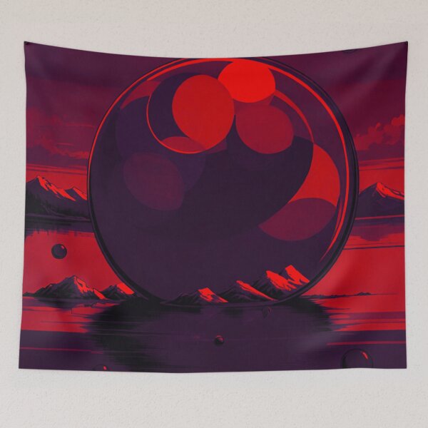 Item preview, Elegant Depths: Dark Red and Navy Bubbles designed and sold by GrizzlyCollective.
