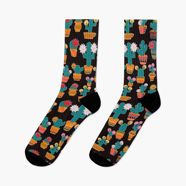 Item preview, Spike Up Your Life! Blooming Cacti Pattern on Black Background   designed and sold by IraNiva.