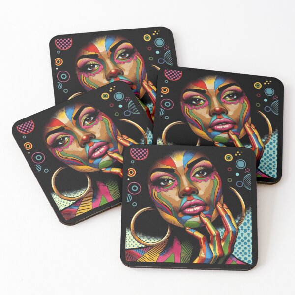Item preview, African Woman Afro Color Painted Face designed and sold by illustroVibe.