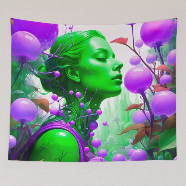 Item preview, Mystic Wonderland: Green and Purple Woman on Alien Planet designed and sold by GrizzlyCollective.
