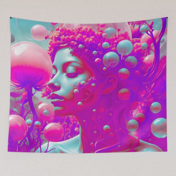 Item preview, Galactic Enigma: Pink and Purple Extraterrestrial Woman designed and sold by GrizzlyCollective.