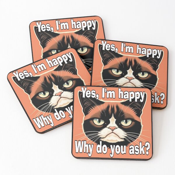 Item preview, Grumpy Cat Yes I'm Happy Joke designed and sold by jessephotoart.