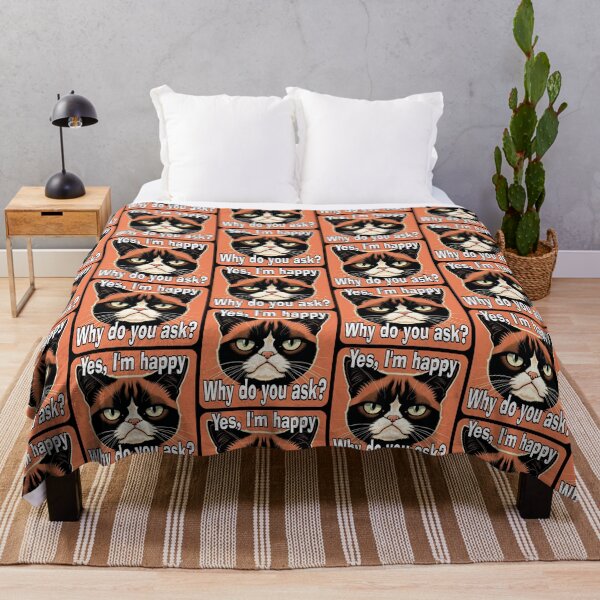 Item preview, Grumpy Cat Yes I'm Happy Joke designed and sold by jessephotoart.
