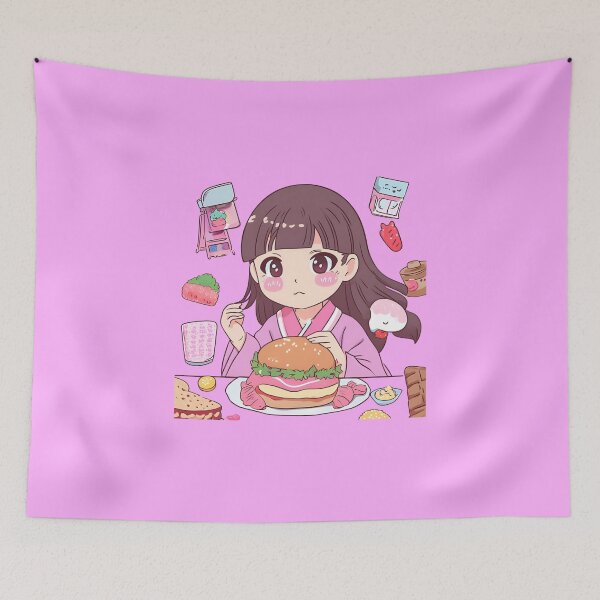 Item preview, niña comiendo comida kawaii designed and sold by cloudzer0000.